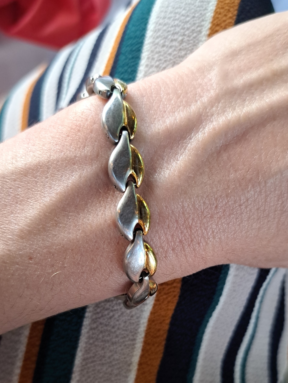 Two-Tone Silver and Gold Link Bracelet - Women Jewelry